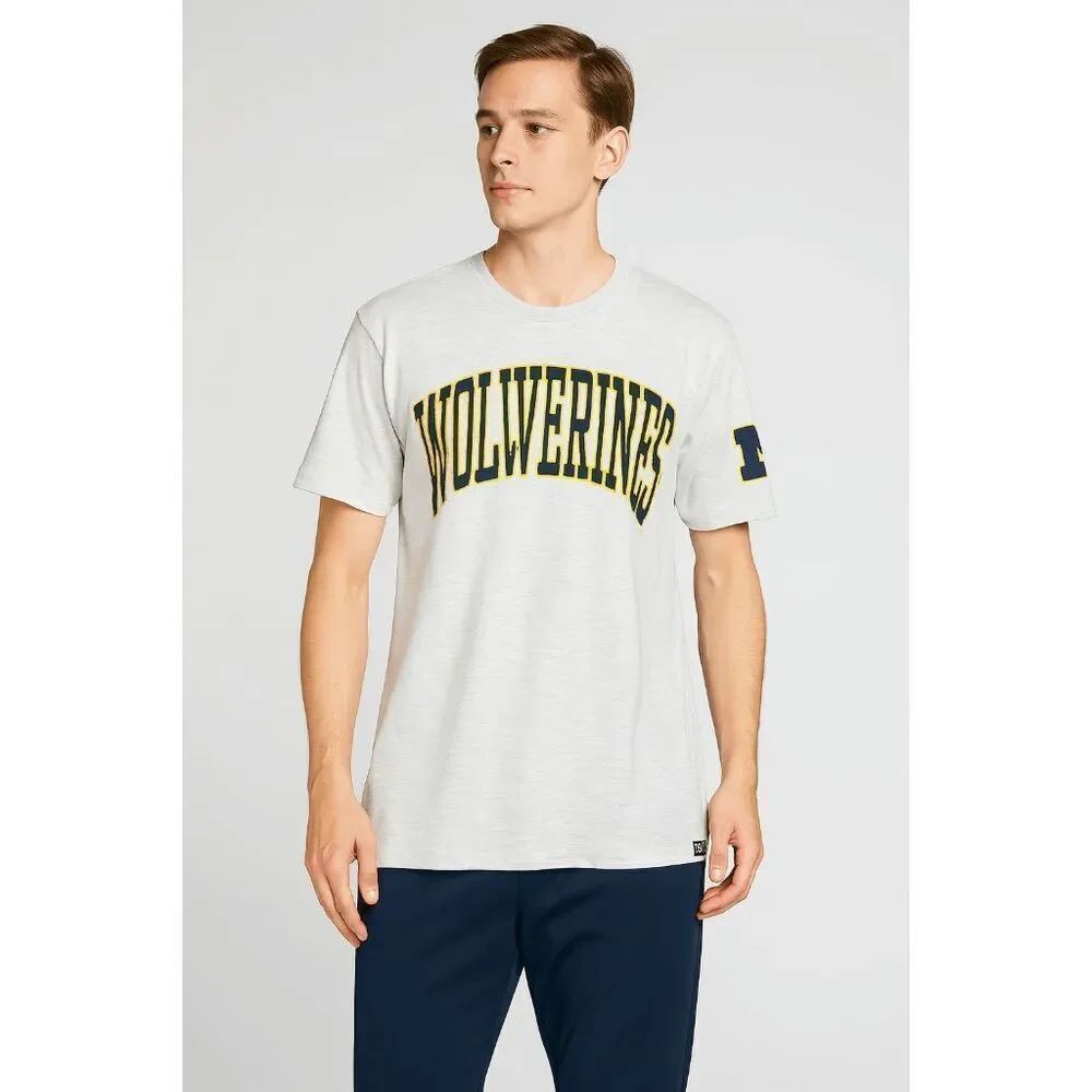 47 Michigan Wolverines Grey Ace Fieldhouse Short Sleeve Fashion T Shirt XXL